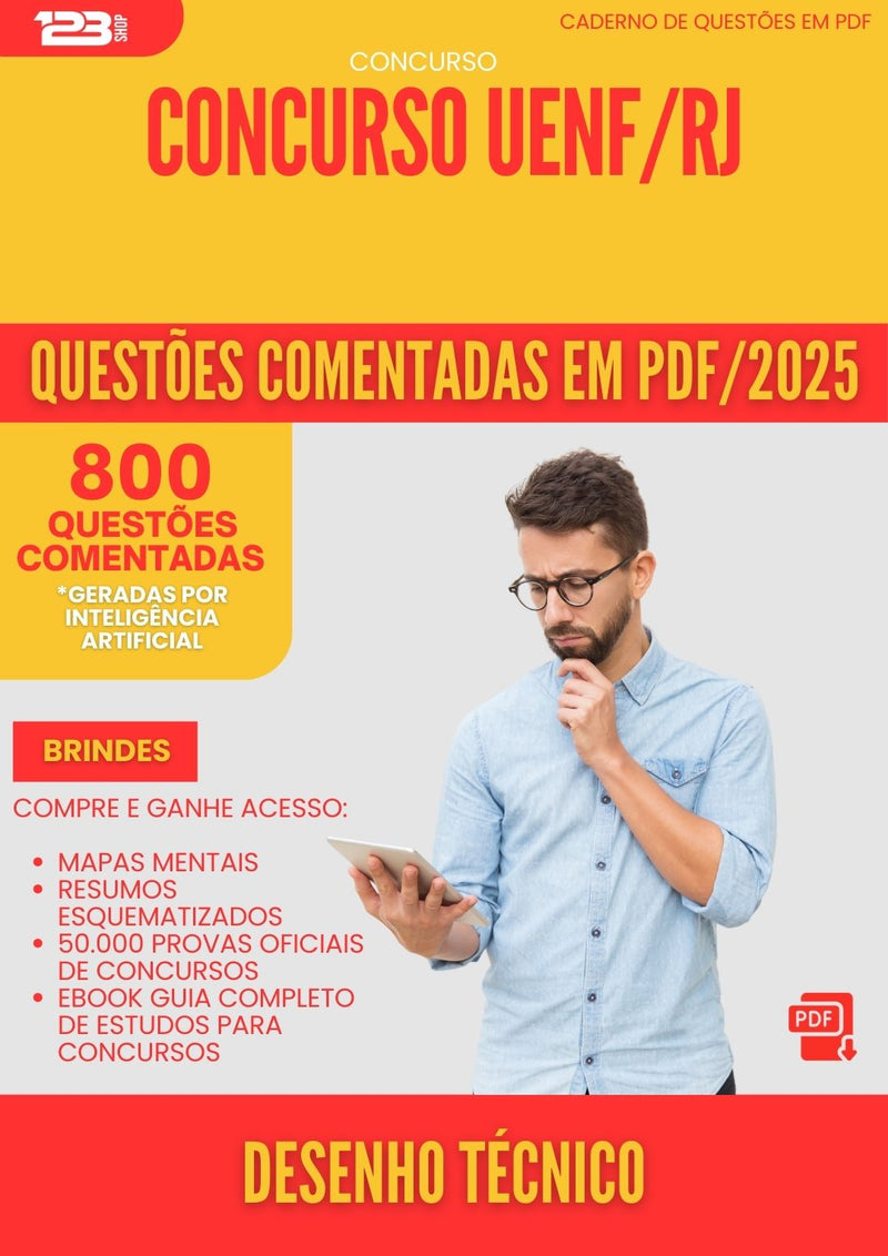 800 Questões Comentadas para Concurso Desenho Tecnico Uenf Rj 2025 - 800 Questões