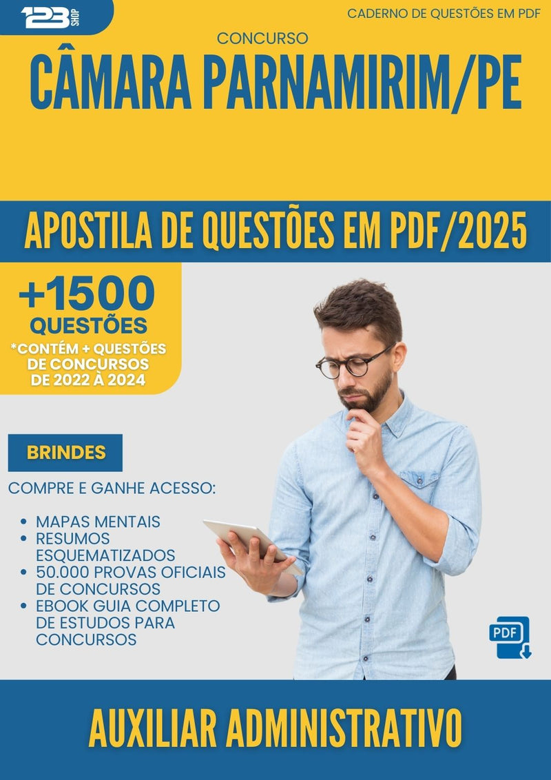 Apostila de Questões para Concurso Auxiliar Administrativo Camara da Prefeitura Parnamirim Pe 2025 - Mais de 1.500 Questões