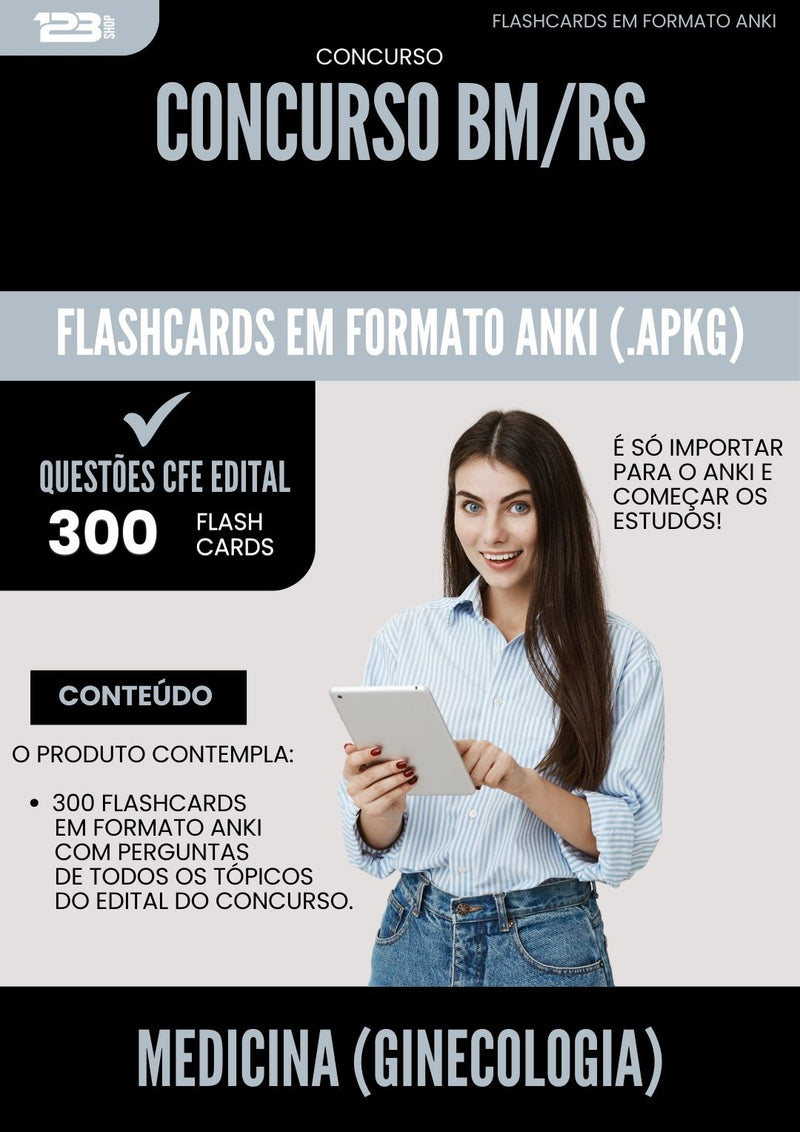 Flashcards para Concurso Oficial De da Prefeitura Saude Medicina Ginecologia Bm Rs 2025 - 300 Flashcards de Acordo com Edital