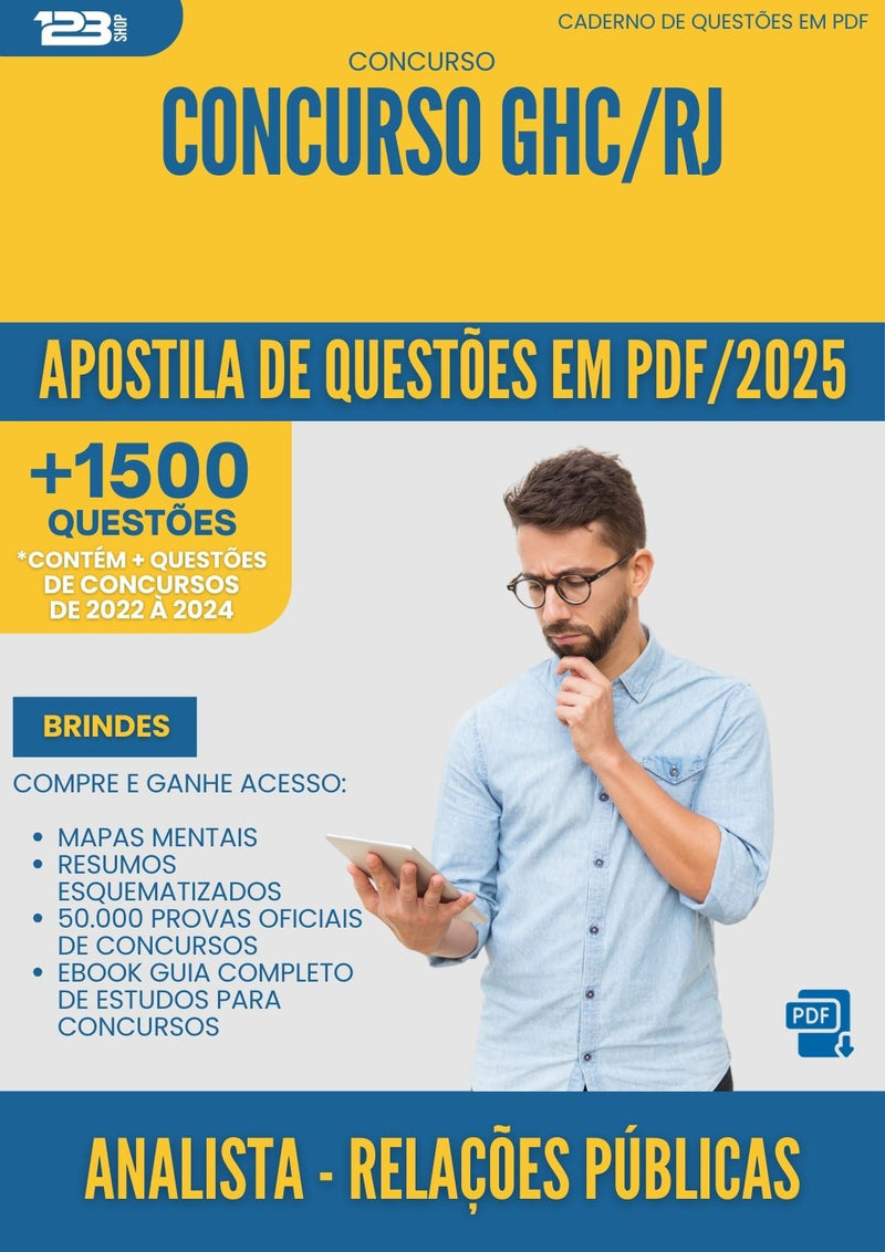Apostila de Questões para Concurso Analista Relacoes Publicas Ghc Rj 2025 - Mais de 1.500 Questões