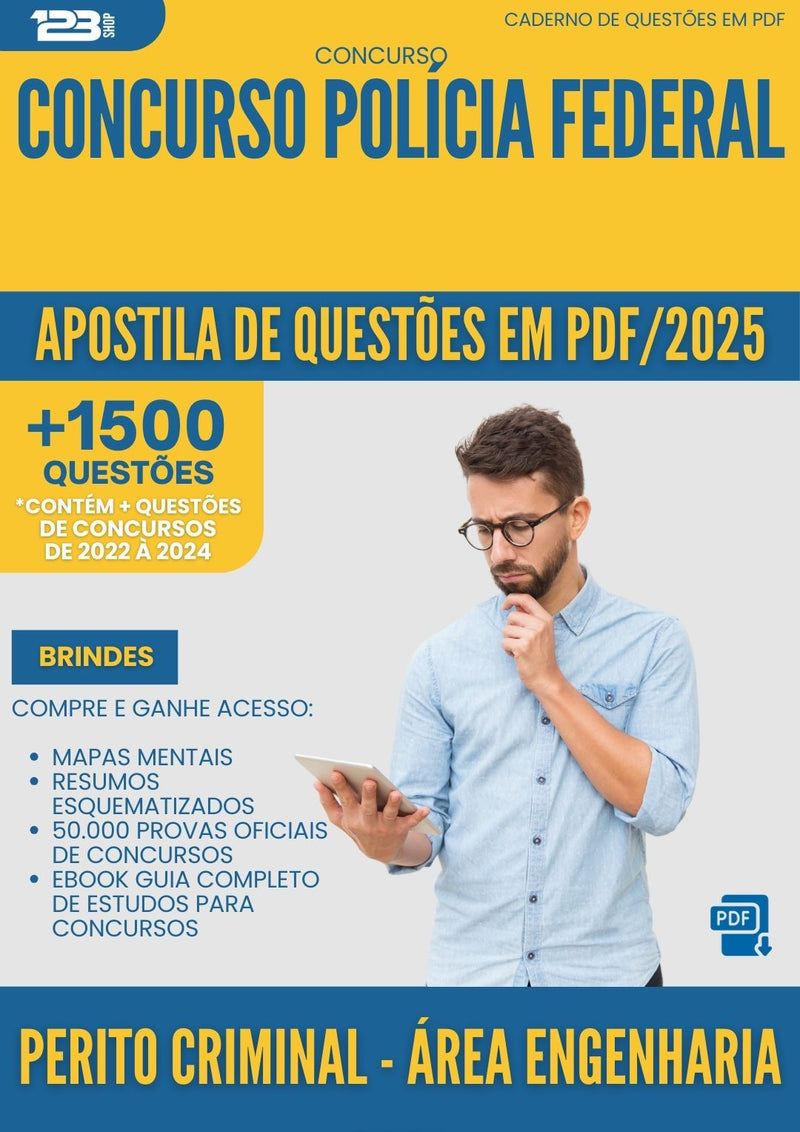 Apostila de Questões para Concurso Perito Criminal Area Engenharia Civil Policia Federal 2025 - Mais de 1.500 Questões