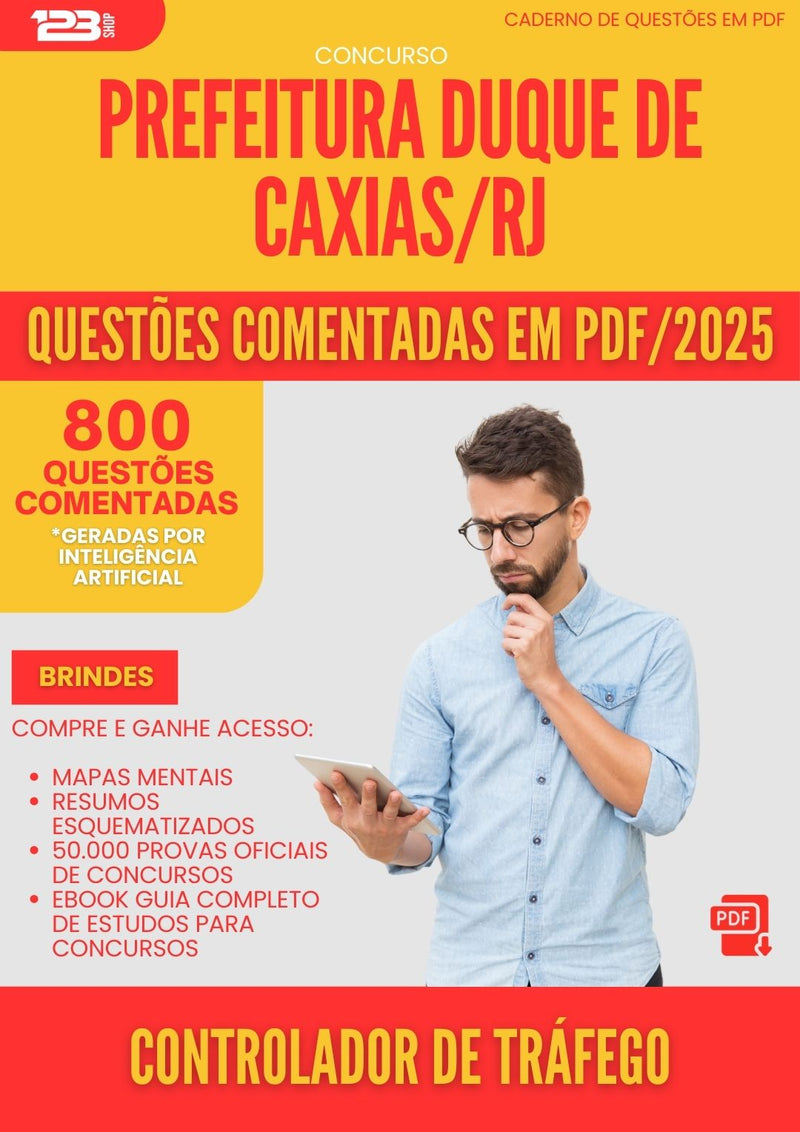800 Questões Comentadas para Concurso Controlador De Trafego Duque De da Prefeitura Caxias Rj 2025 - 800 Questões