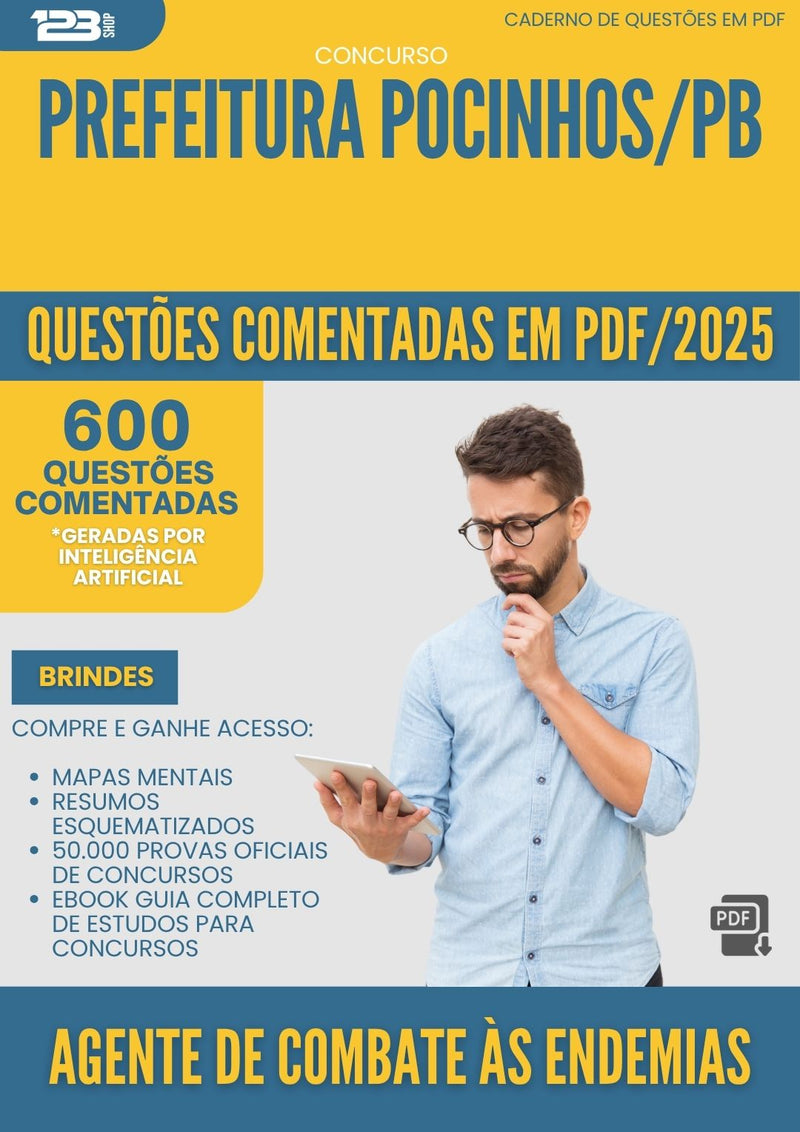 1000 Questões Comentadas para Concurso Agente De Combate As Endemias da Prefeitura Pocinhos Pb 2025 - 600 Questões