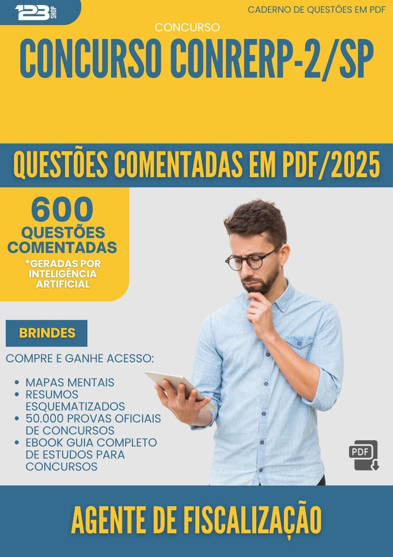 1000 Questões Comentadas para Concurso Agente De Fiscalizacao Conrerp 2 Sp 2025 - 600 Questões