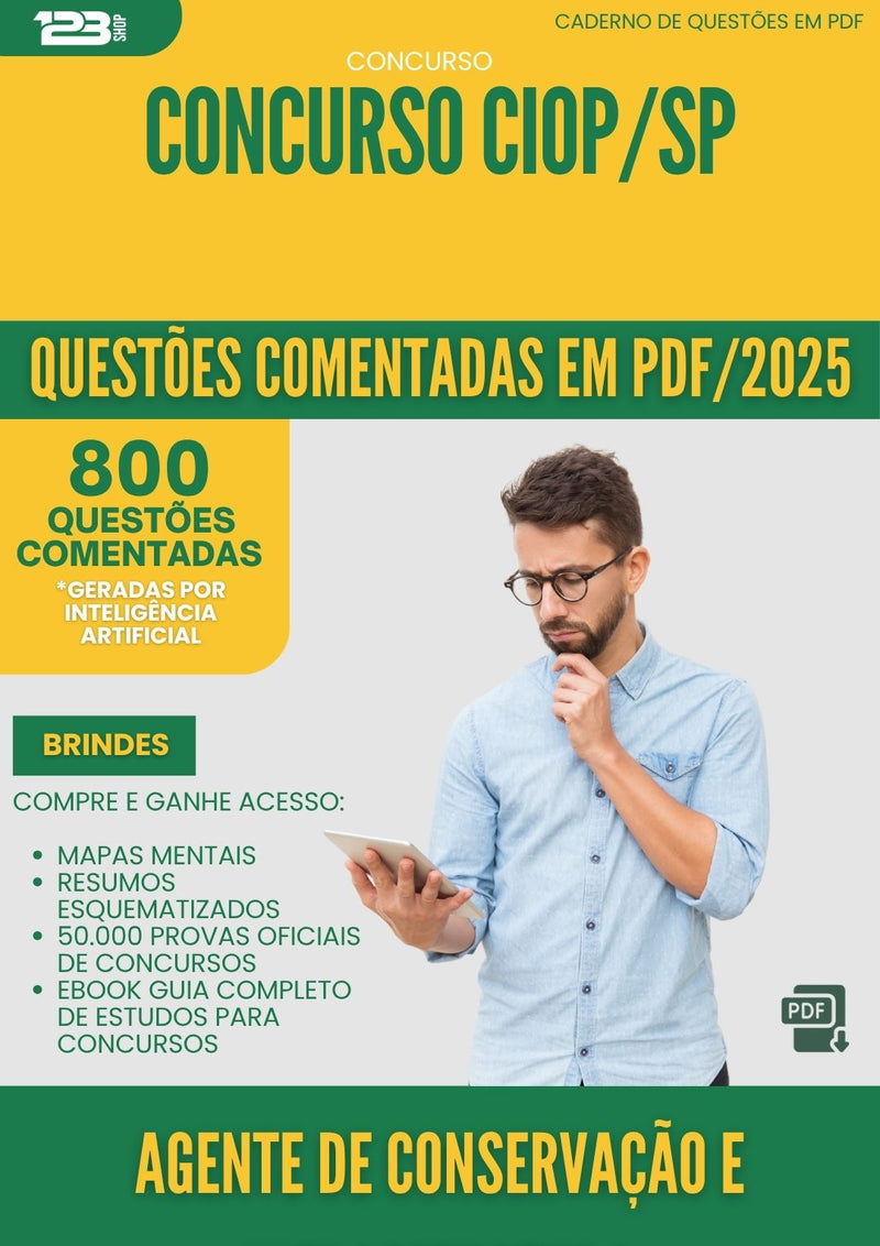 1000 Questões Comentadas para Concurso Agente De Conservacao E Infraestrutura Ciop Sp 2025 - 800 Questões