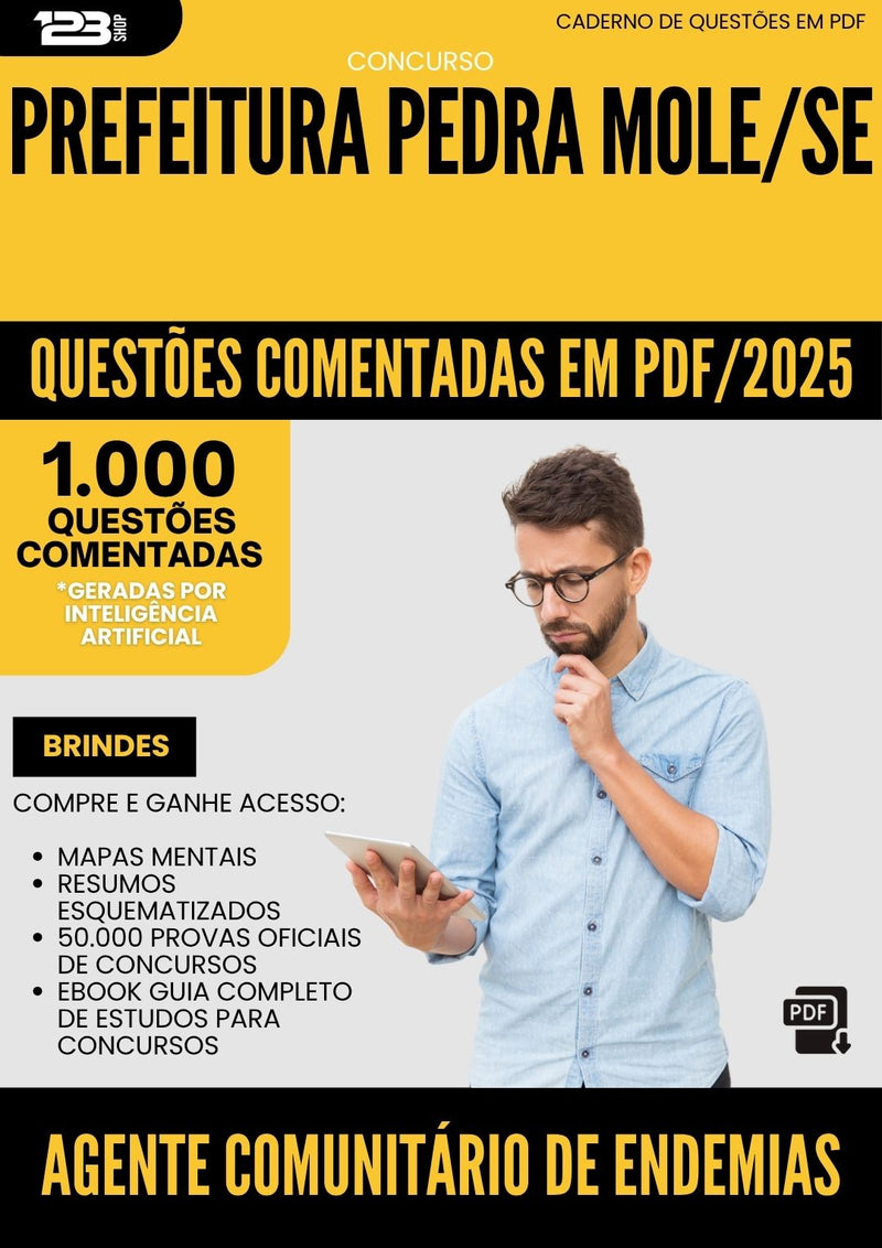 1000 Questões Comentadas para Concurso Agente Comunitario De Endemias da Prefeitura Pedra Mole Se 2025 - 1000 Questões
