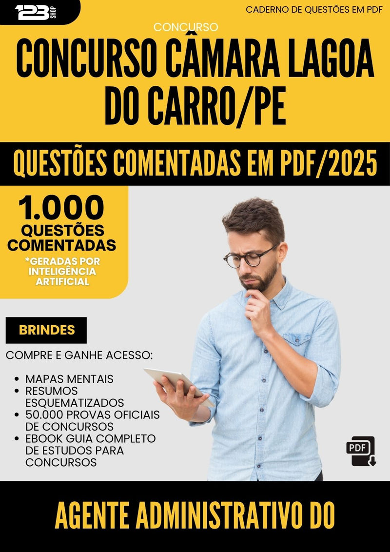 1000 Questões Comentadas para Concurso Agente Administrativo Do Legislativo Camara da Prefeitura Lagoa Do Carro Pe 2025 - 1000 Questões