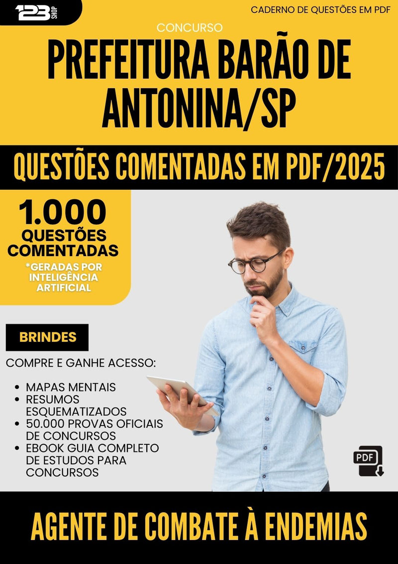 1000 Questões Comentadas para Concurso Agente De Combate A Endemias Barao De da Prefeitura Antonina Sp 2025 - 1000 Questões
