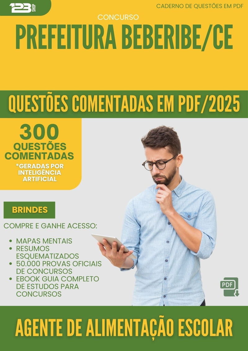 1000 Questões Comentadas para Concurso Agente De Alimentacao Escolar da Prefeitura Beberibe Ce 2025 - 400 Questões