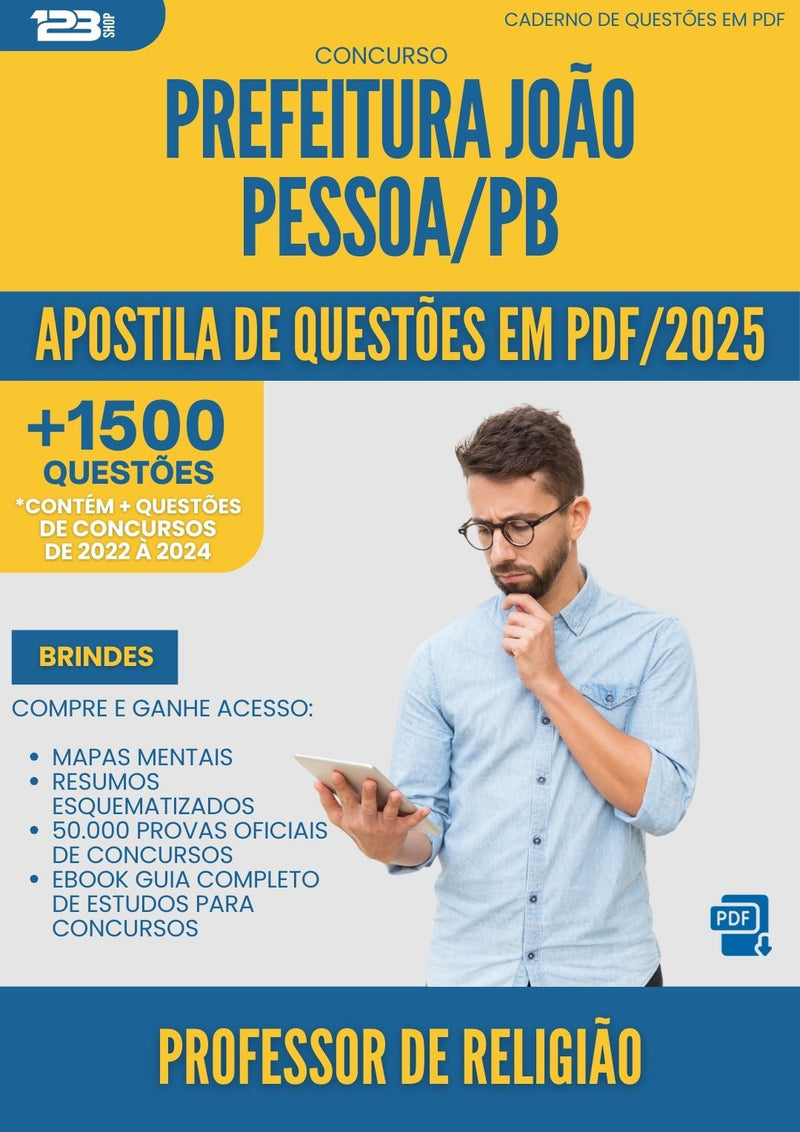 Apostila de Questões para Concurso Professor De Religiao Sme da Prefeitura Joao Pessoa Pb 2025 - Mais de 1.500 Questões