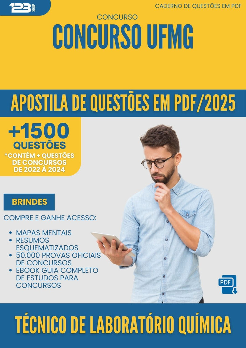 Apostila de Questões para Concurso Tecnico De Laboratorio Quimica Ufmg 2025 - Mais de 1.500 Questões