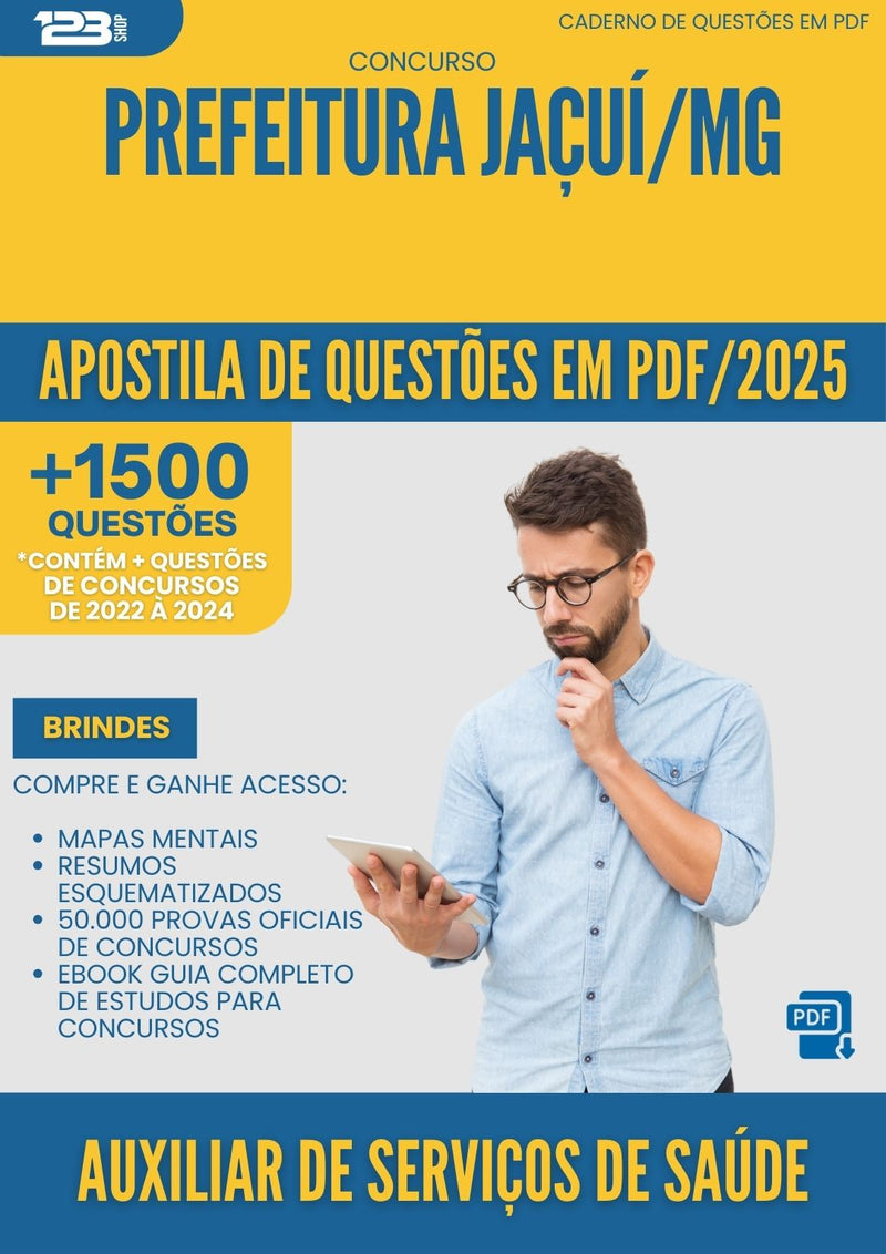 Apostila de Questões para Concurso Auxiliar De Servicos De Saude da Prefeitura Jacui Mg 2025 - Mais de 1.500 Questões