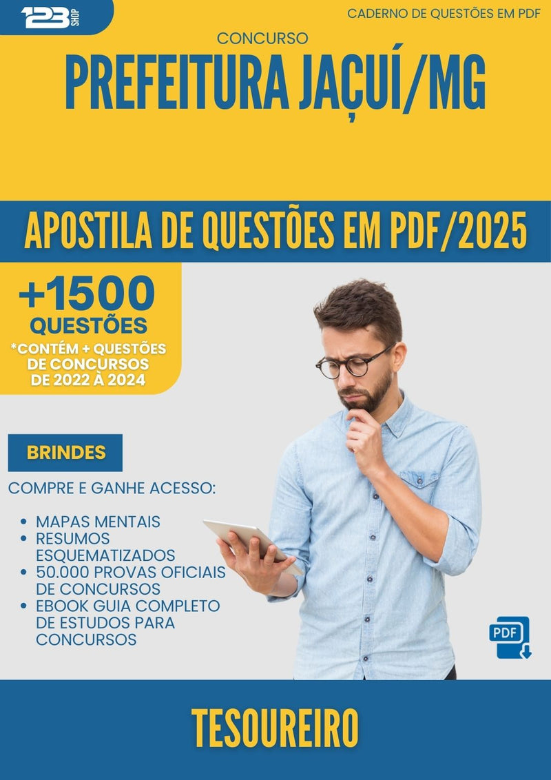 Apostila de Questões para Concurso Tesoureiro da Prefeitura Jacui Mg 2025 - Mais de 1.500 Questões