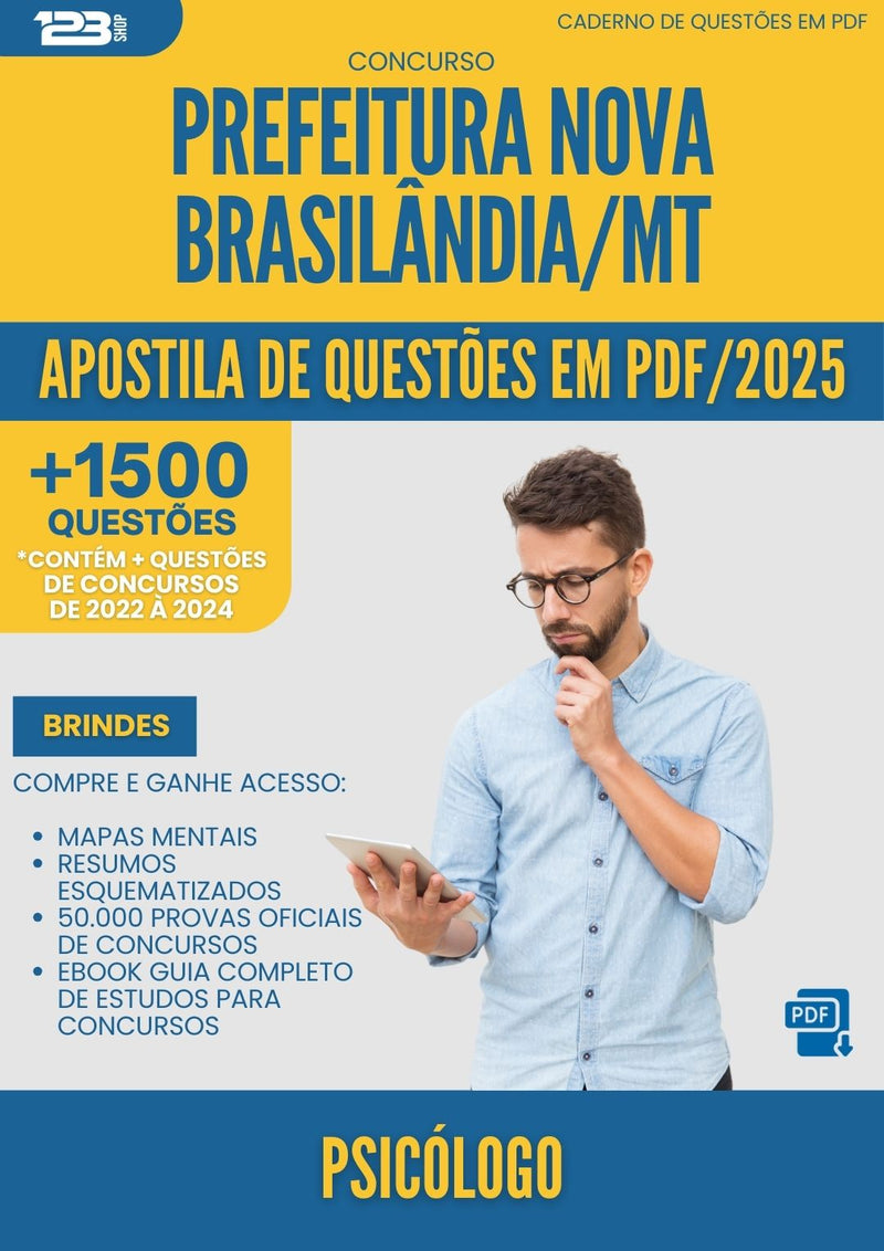 Apostila de Questões para Concurso Psicologo Nova da Prefeitura Brasilandia Mt 2025 - Mais de 1.500 Questões