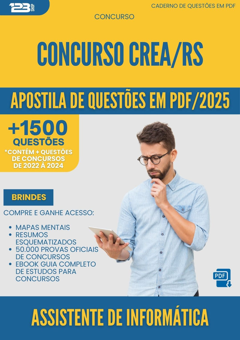 Apostila de Questões para Concurso Assistente De Informatica Crea Rs 2025 - Mais de 1.500 Questões