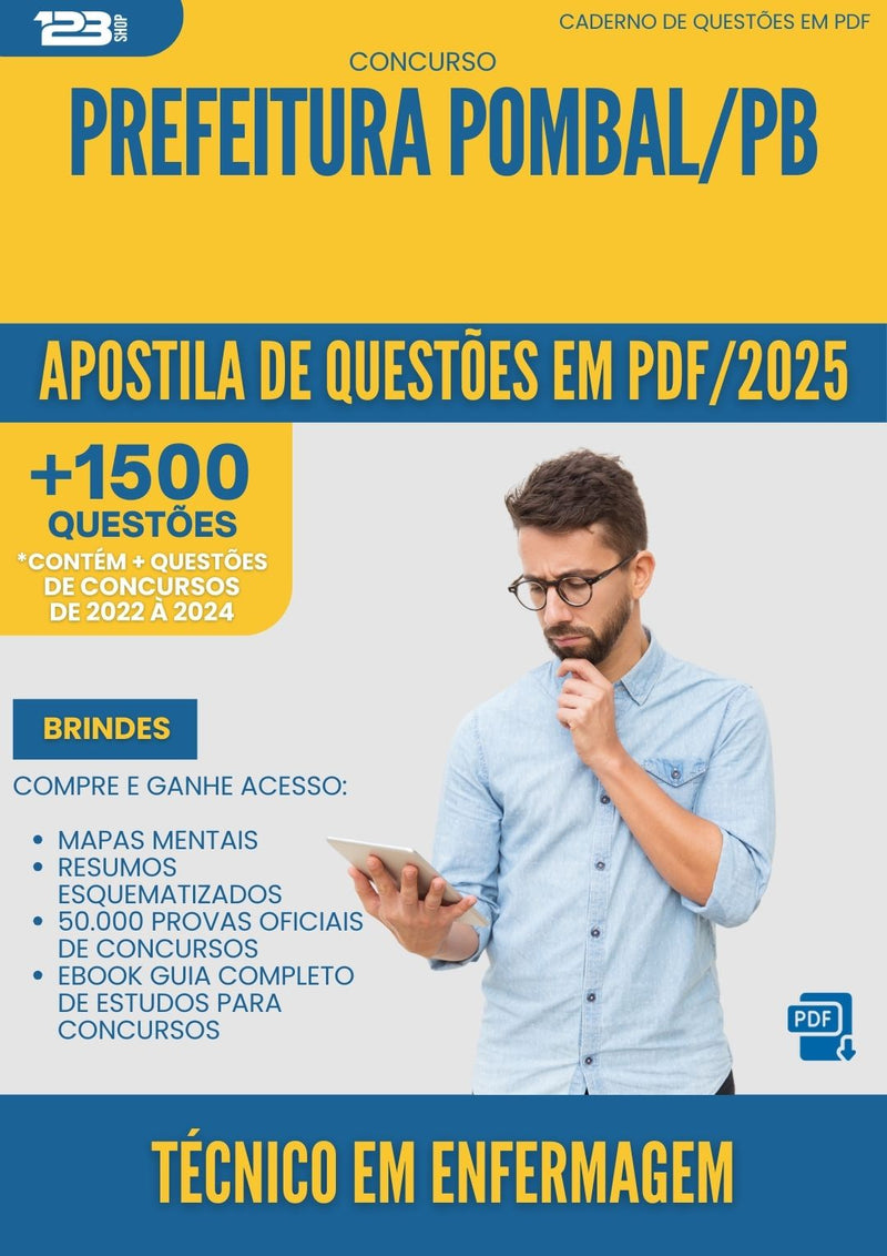 Apostila de Questões para Concurso Tecnico Em Enfermagem da Prefeitura Pombal Pb 2025 - Mais de 1.500 Questões