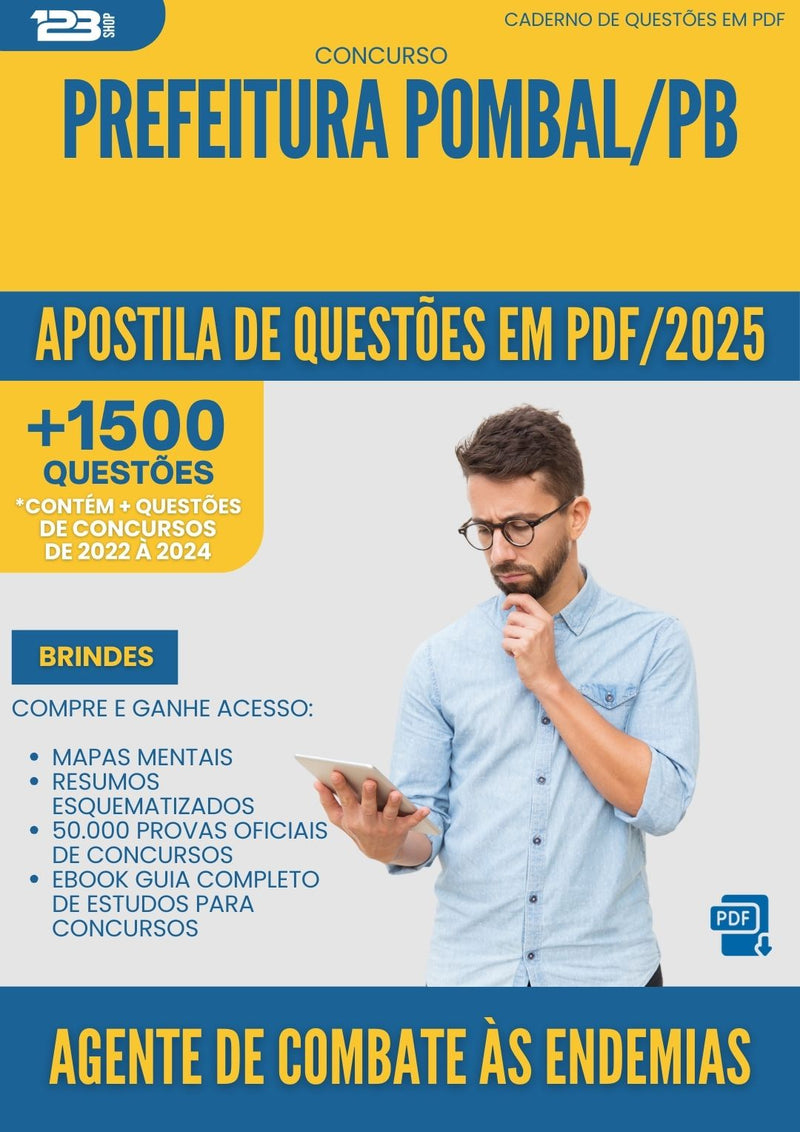 Apostila de Questões para Concurso Agente De Combate As Endemias da Prefeitura Pombal Pb 2025 - Mais de 1.500 Questões