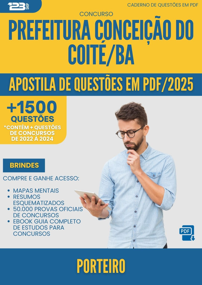 Apostila de Questões para Concurso Porteiro da Prefeitura Conceicao Do Coite Ba 2025 - Mais de 1.500 Questões
