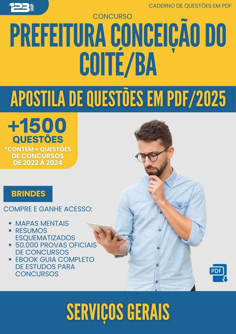 Apostila de Questões para Concurso Servicos Gerais da Prefeitura Conceicao Do Coite Ba 2025 - Mais de 1.500 Questões