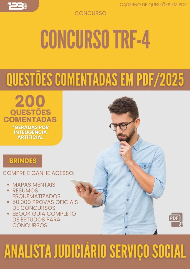 200 Questões Comentadas para Concurso Analista Judiciario Servico Social Trf 4 2025 - 200 Questões