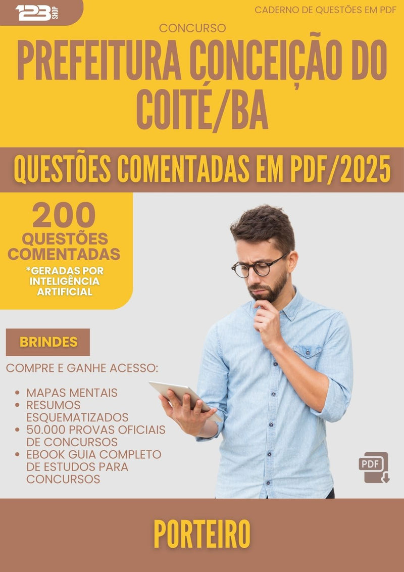 200 Questões Comentadas para Concurso Porteiro da Prefeitura Conceicao Do Coite Ba 2025 - 200 Questões