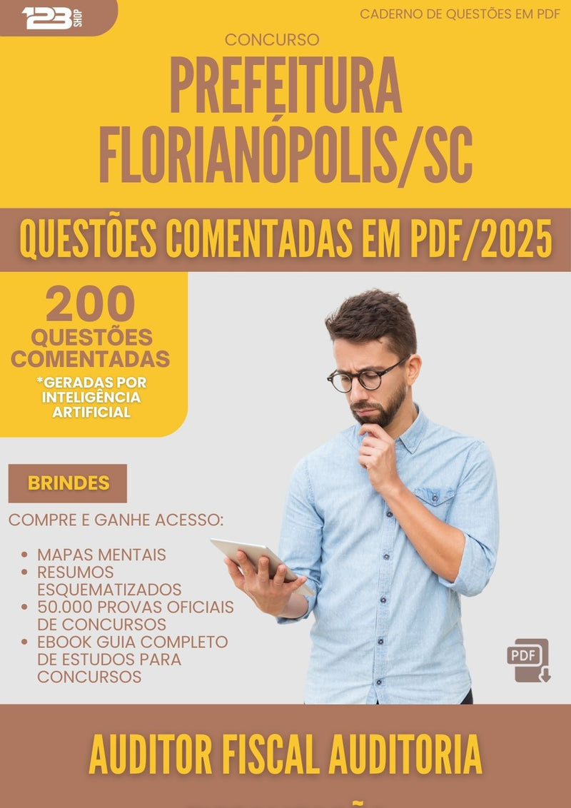 200 Questões Comentadas para Concurso Auditor Fiscal Auditoria Fiscalizacao da Prefeitura Florianopolis Sc 2025 - 200 Questões