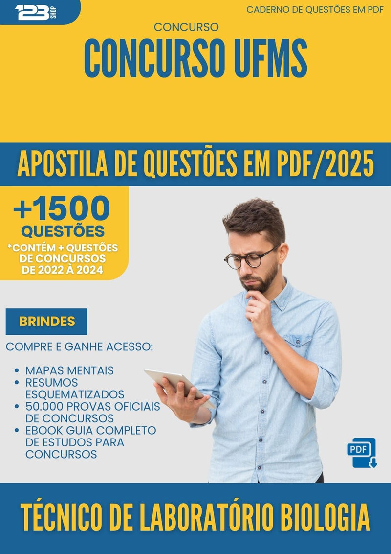 Apostila de Questões para Concurso Tecnico De Laboratorio Biologia Ufms 2025 - Mais de 1.500 Questões