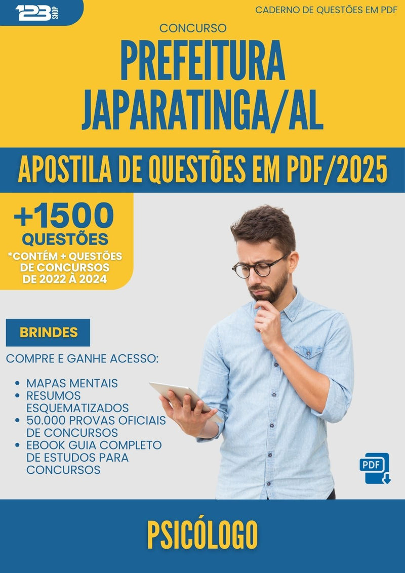 Apostila de Questões para Concurso Psicologo da Prefeitura Japaratinga Al 2025 - Mais de 1.500 Questões