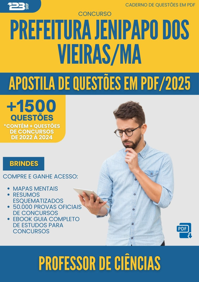 Apostila de Questões para Concurso Professor De Ciencias da Prefeitura Jenipapo Dos Vieiras Ma 2025 - Mais de 1.500 Questões