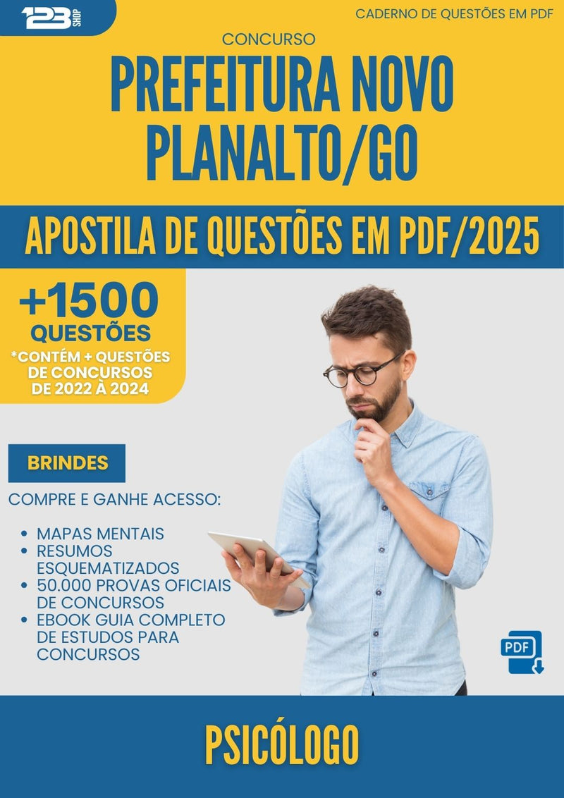 Apostila de Questões para Concurso Psicologo da Prefeitura Novo Planalto Go 2025 - Mais de 1.500 Questões