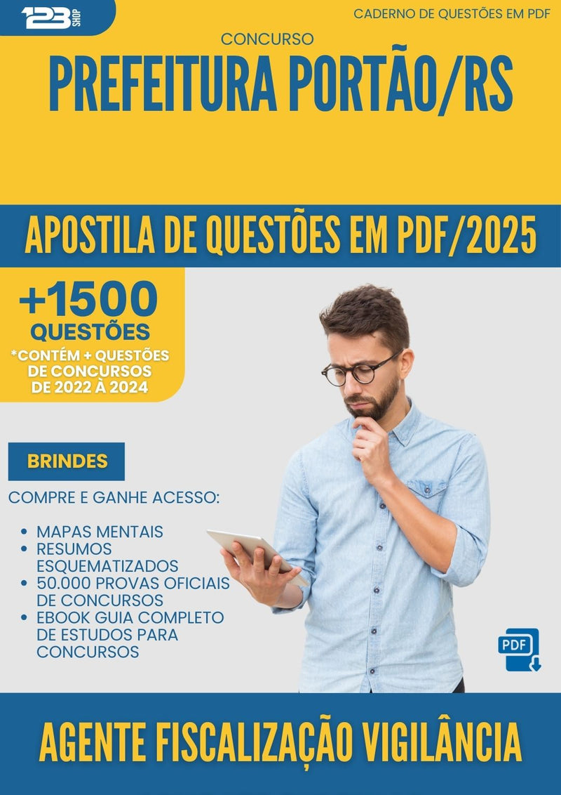 Apostila de Questões para Concurso Agente Fiscalizacao Vigilancia Combate Endemias da Prefeitura Portao Rs 2025 - Mais de 1.500 Questões