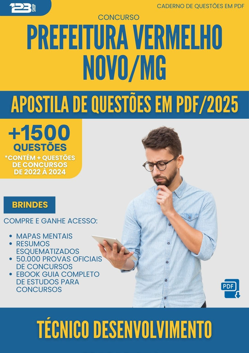 Apostila de Questões para Concurso Tecnico Desenvolvimento Educacional da Prefeitura Vermelho Novo Mg 2025 - Mais de 1.500 Questões