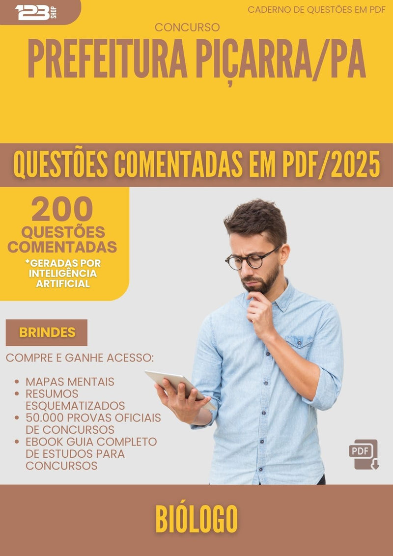 200 Questões Comentadas para Concurso Biologo da Prefeitura Picarra Pa 2025 - 200 Questões