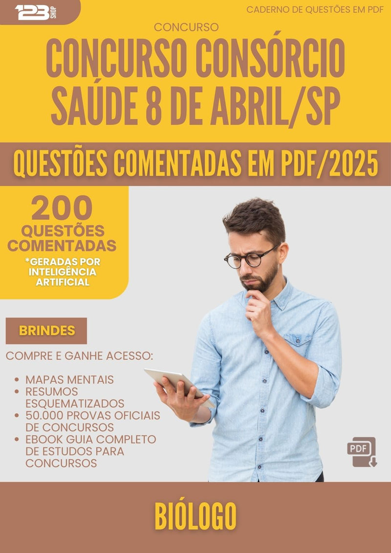200 Questões Comentadas para Concurso Biologo Consorcio da Prefeitura Saude 8 De Abril Sp 2025 - 200 Questões