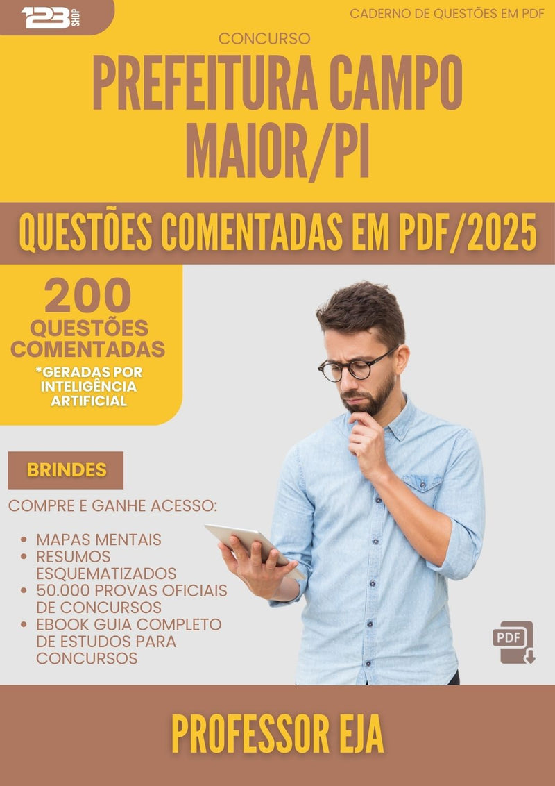 200 Questões Comentadas para Concurso Professor Eja da Prefeitura Campo Maior Pi 2025 - 200 Questões