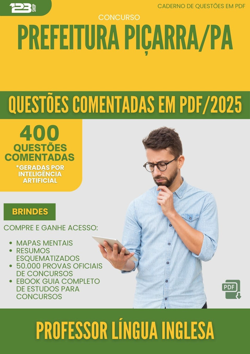 400 Questões Comentadas para Concurso Professor Lingua Inglesa da Prefeitura Picarra Pa 2025 - 200 Questões