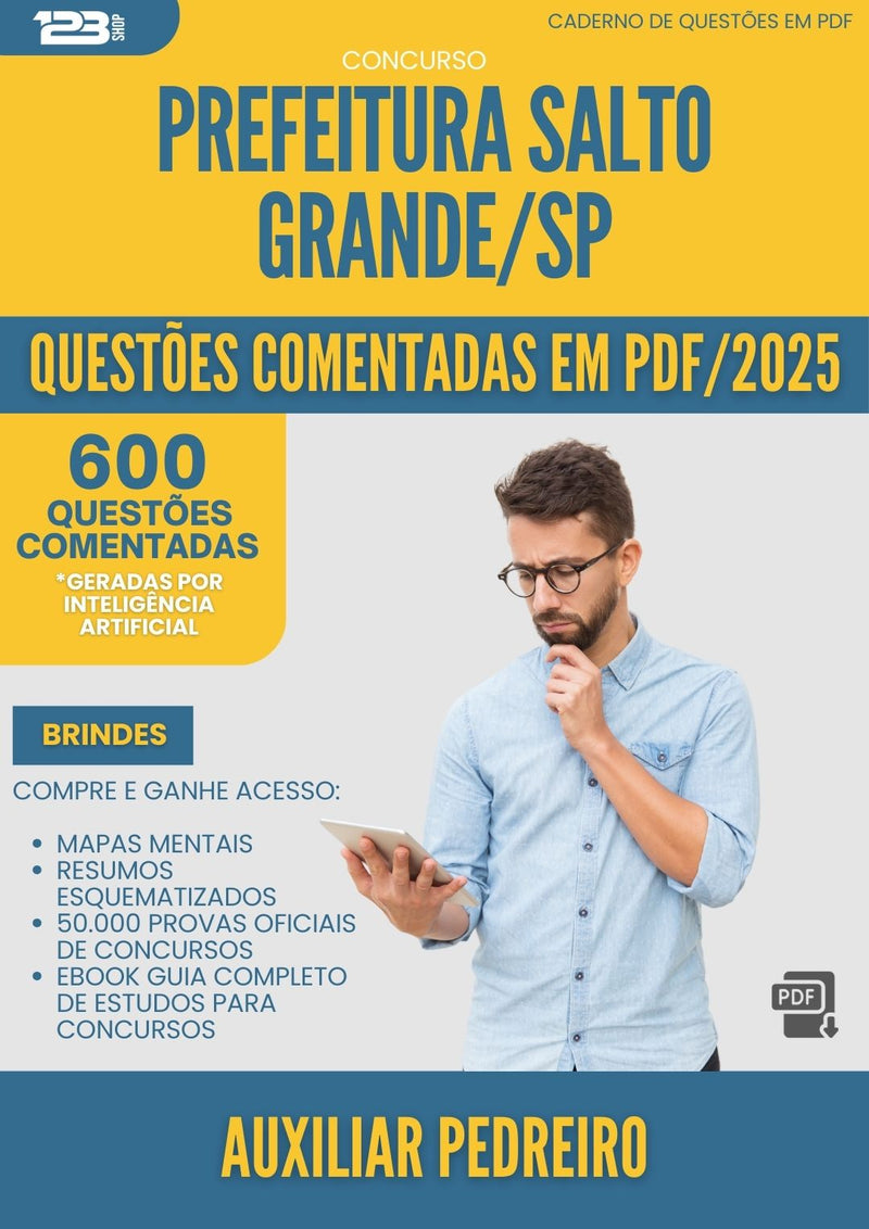 600 Questões Comentadas para Concurso Auxiliar De Pedreiro da Prefeitura Salto Grande Sp 2025 - 600 Questões