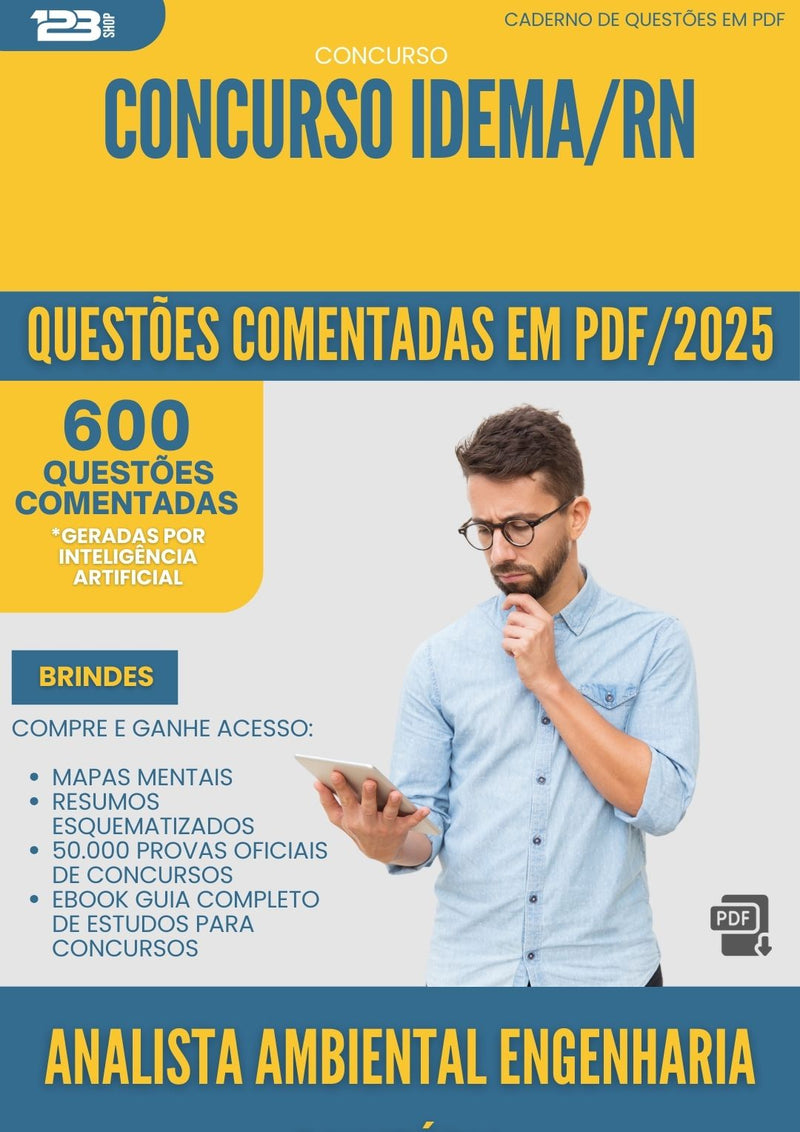 600 Questões Comentadas para Concurso Analista Ambiental Engenharia Sanitaria Idema Rn 2025 - 600 Questões