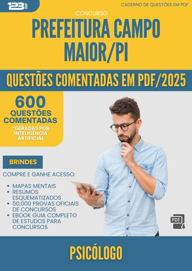 600 Questões Comentadas para Concurso Psicologo da Prefeitura Campo Maior Pi 2025 - 600 Questões