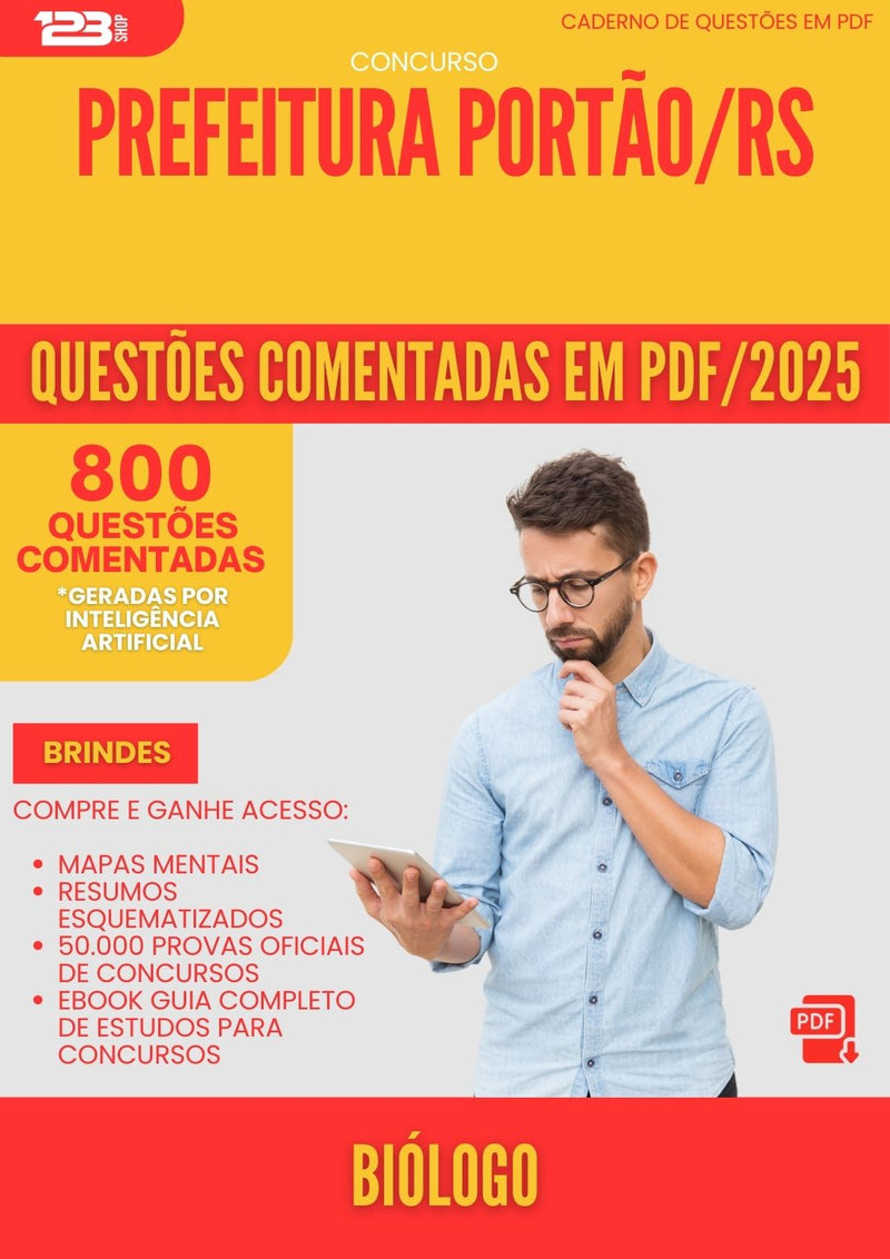 800 Questões Comentadas para Concurso Biologo da Prefeitura Portao Rs 2025 - 800 Questões