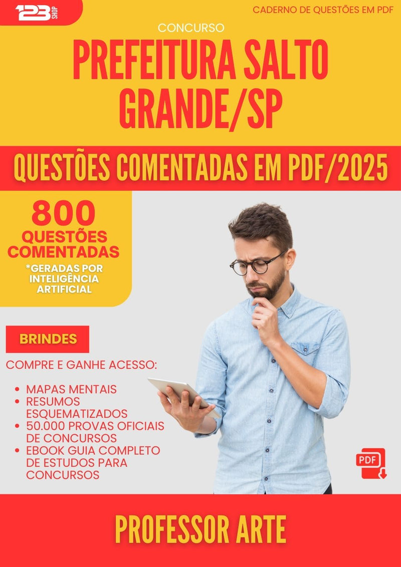 800 Questões Comentadas para Concurso Professor De Arte da Prefeitura Salto Grande Sp 2025 - 800 Questões