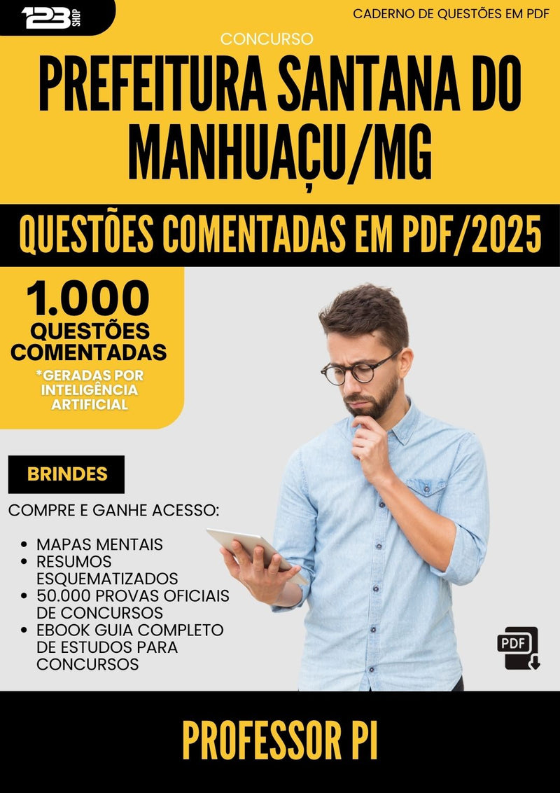 1000 Questões Comentadas para Concurso Professor Pi Santana Do da Prefeitura Manhuacu Mg 2025 - 1000 Questões