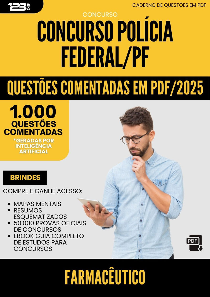 1000 Questões Comentadas para Concurso Policia Federal Pf 2025 Farmaceutico - 1000 Questões