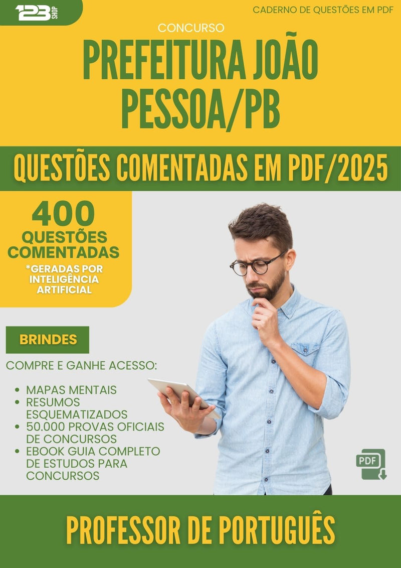 400 Questões Comentadas para Concurso Professor De Portugues Sme da Prefeitura Joao Pessoa Pb 2025 - 200 Questões