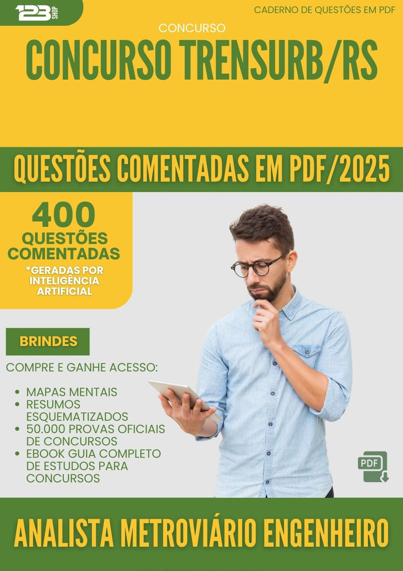 400 Questões Comentadas para Concurso Analista Metroviario Engenheiro Eletricista Trensurb Rs 2025 - 200 Questões