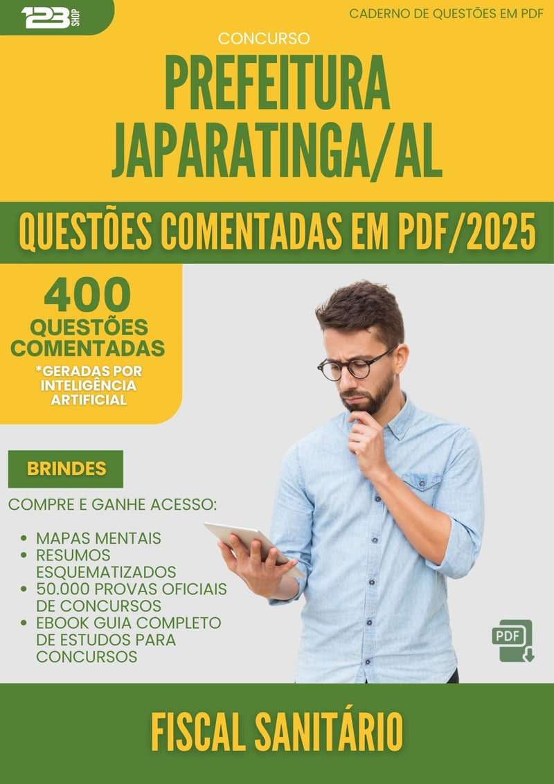 400 Questões Comentadas para Concurso Fiscal Sanitario da Prefeitura Japaratinga Al 2025 - 200 Questões