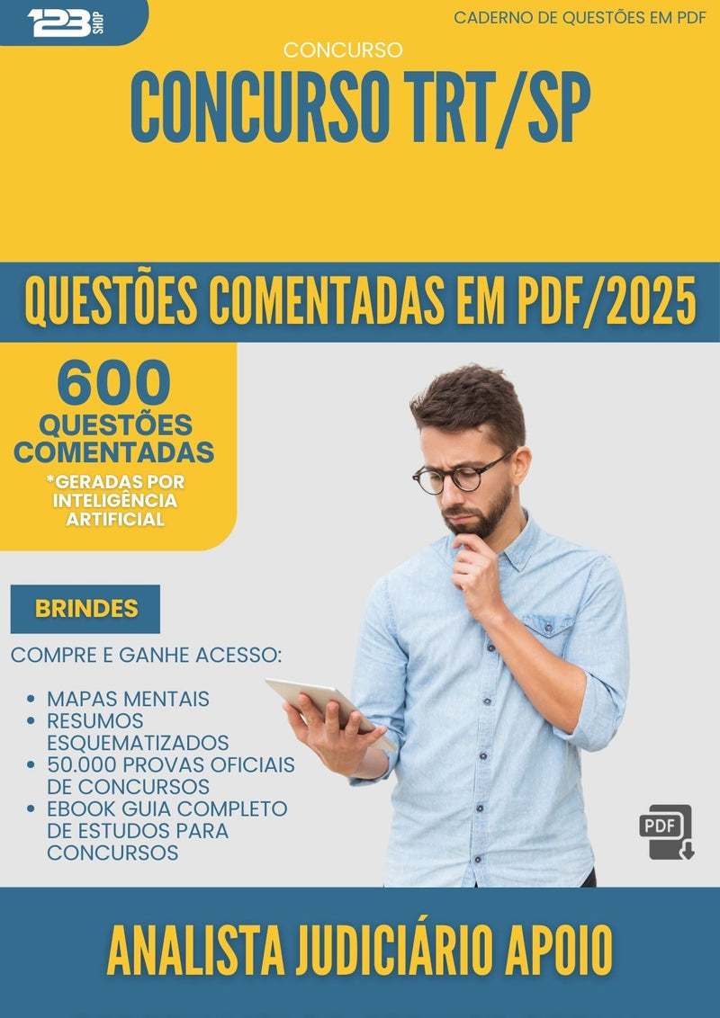 600 Questões Comentadas para Concurso Analista Judiciario Apoio Especializado Servico Social Trt Sp 2025 - 600 Questões