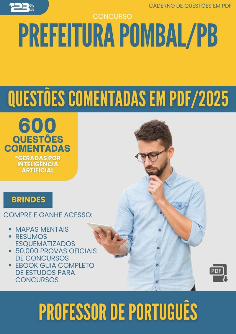 600 Questões Comentadas para Concurso Professor De Portugues da Prefeitura Pombal Pb 2025 - 600 Questões