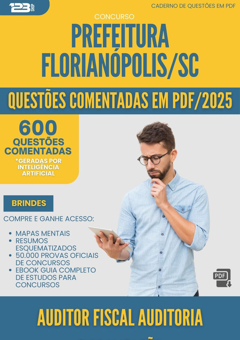 600 Questões Comentadas para Concurso Auditor Fiscal Auditoria Fiscalizacao da Prefeitura Florianopolis Sc 2025 - 600 Questões