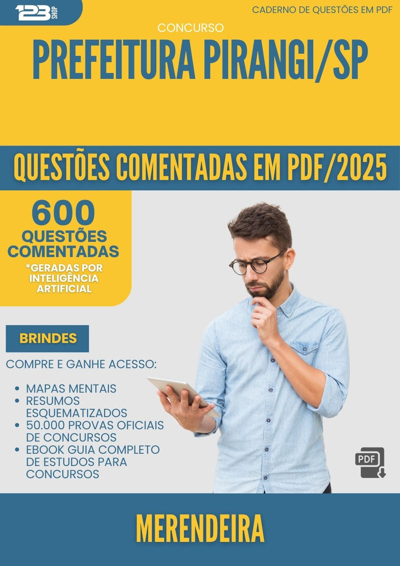 600 Questões Comentadas para Concurso Merendeira da Prefeitura Pirangi Sp 2025 - 600 Questões